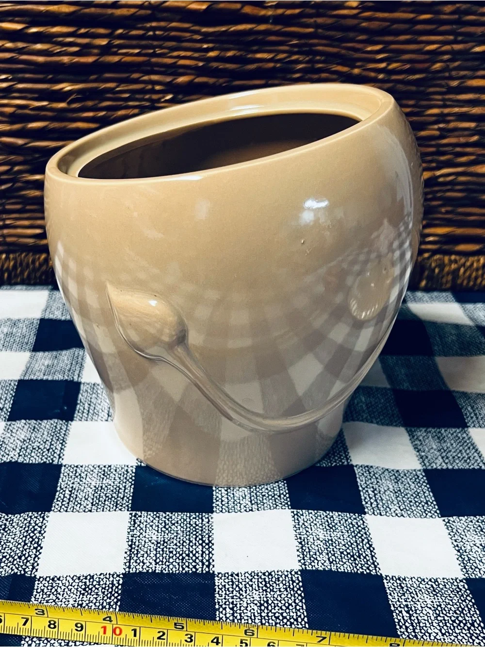 Vintage Mid-Century Ceramic Lion Cookie Jar - MCM Kitsch Japan Pottery - Tan
